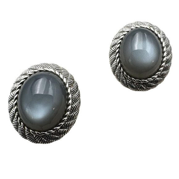 Judith Ripka Sterling Silver Grey Gemstone Lever Back Pierced Earrings - Picture 1 of 3